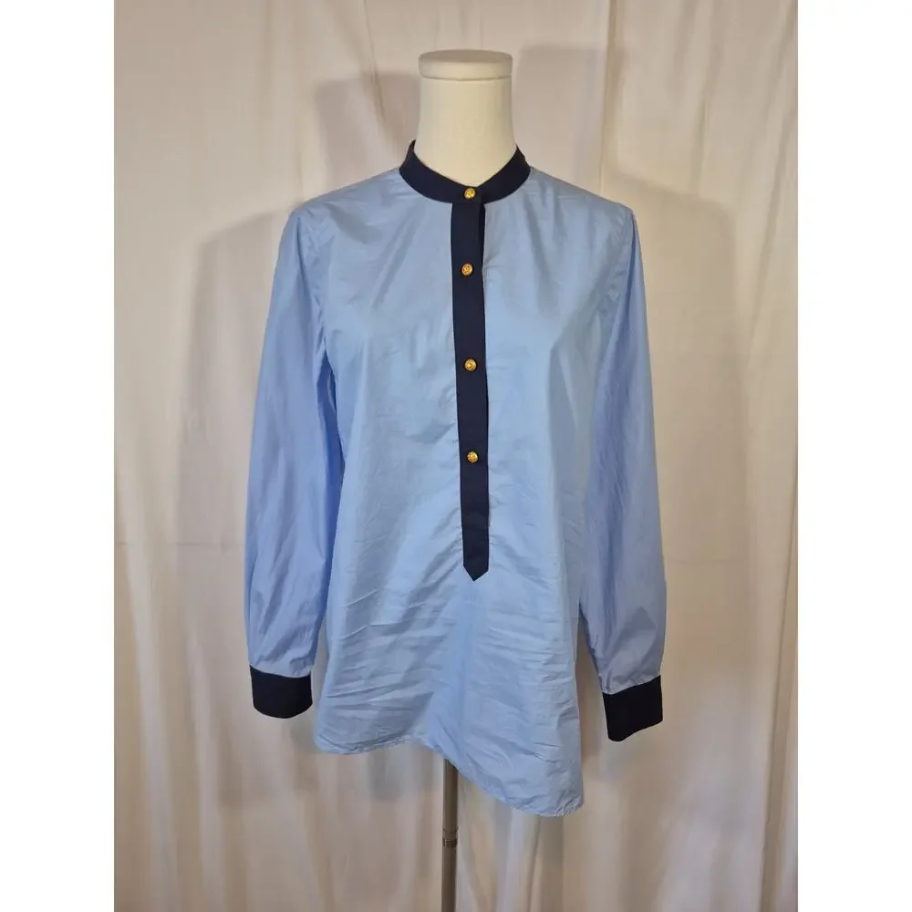 Tory Burch Blue Cotton Tunic Top US 4